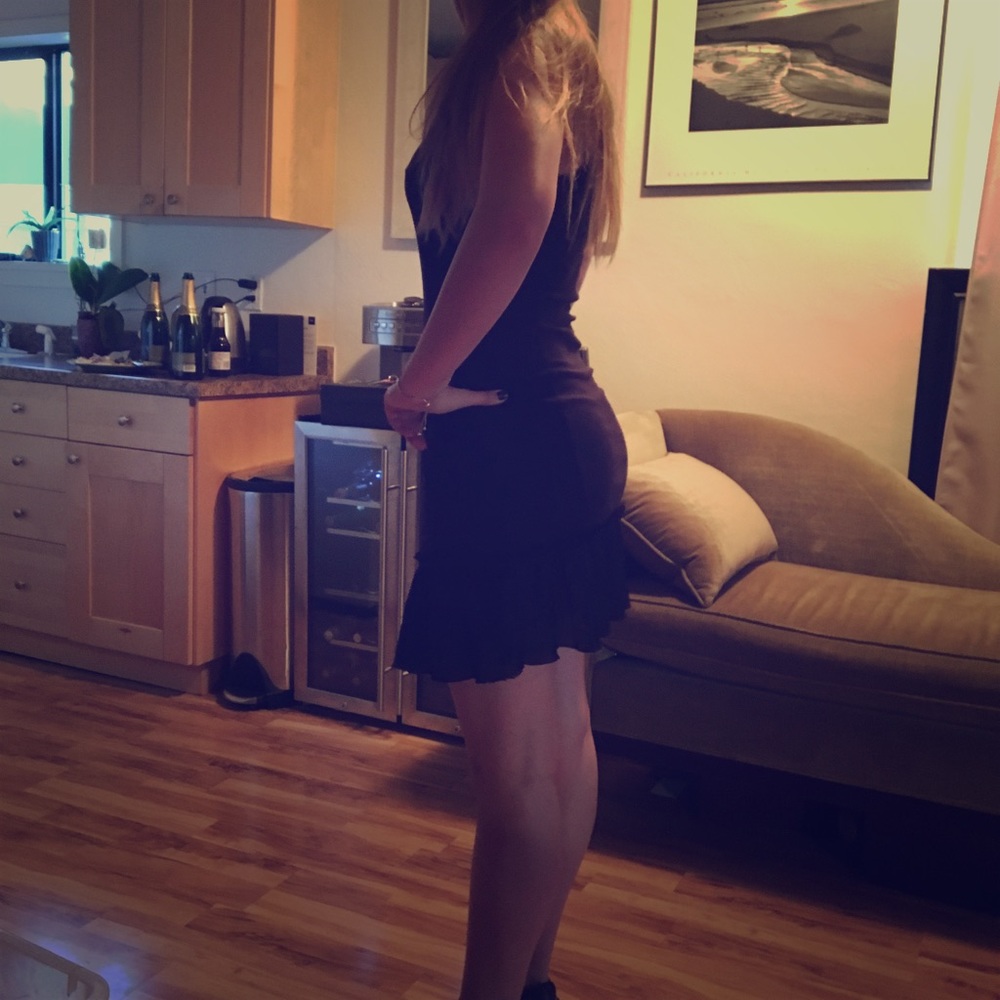 Black tank dress with bottom ruffle
